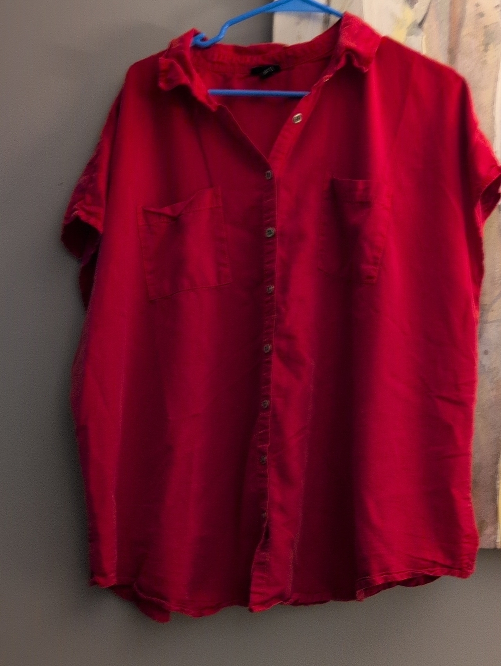 torrid Red Short Sleeve Button-Down Shirt Size 3